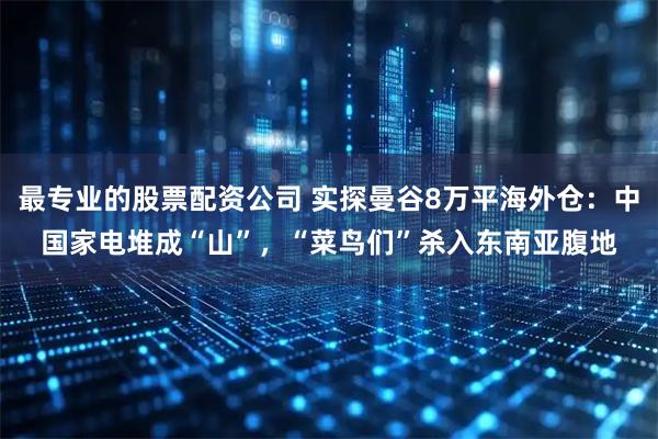 最专业的股票配资公司 实探曼谷8万平海外仓：中国家电堆成“山”，“菜鸟们”杀入东南亚腹地